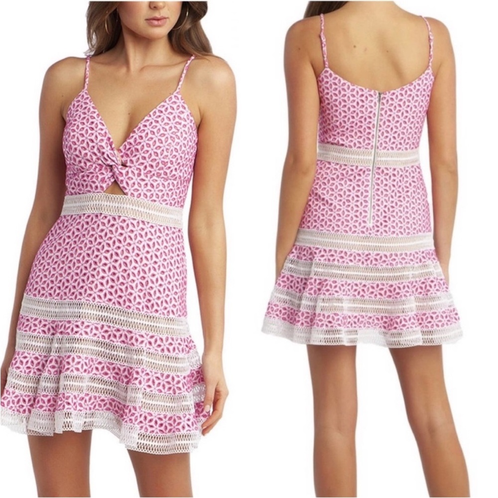 Bardot Pink and White Dress